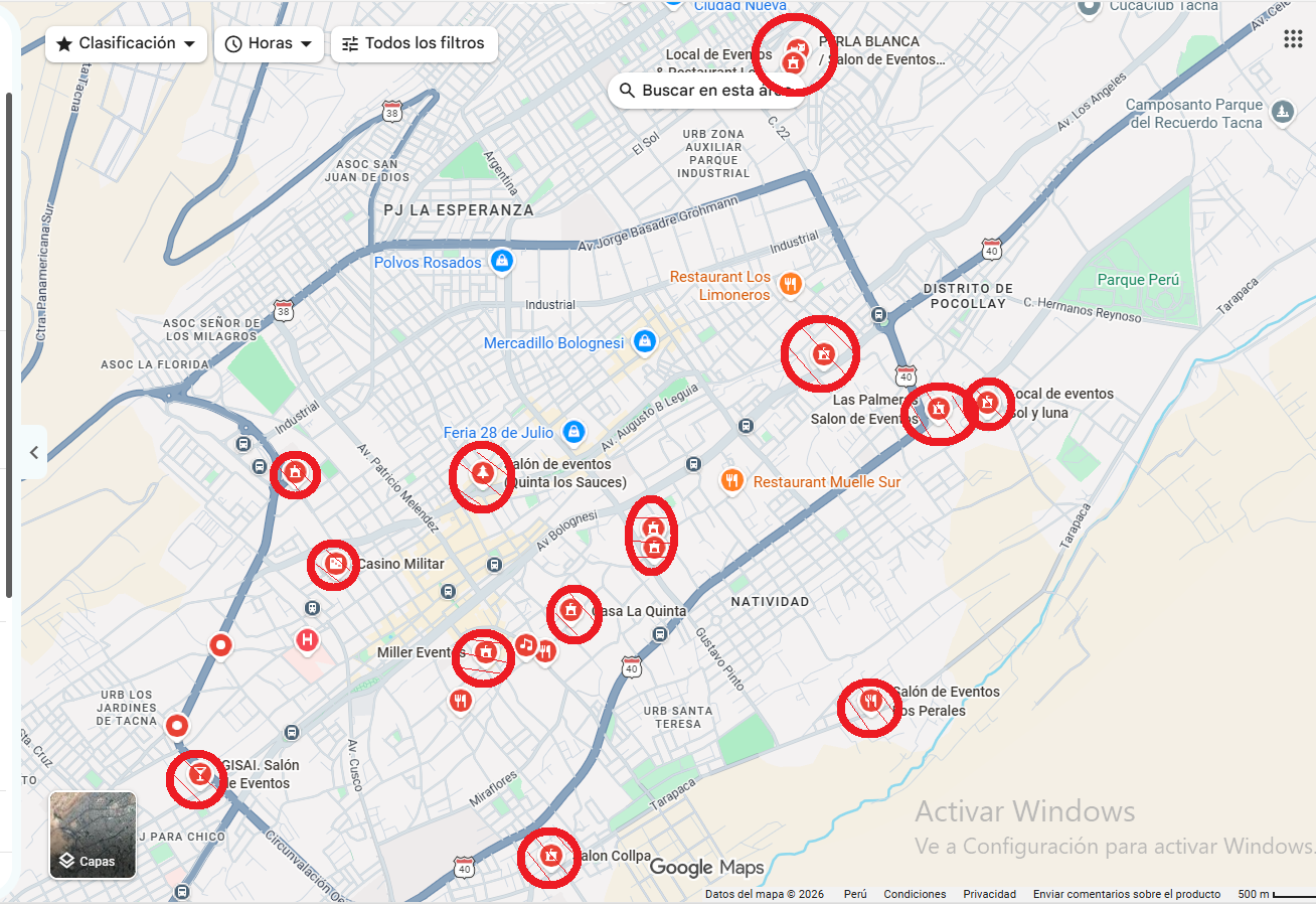 salones de eventos en tacna y zonas de ruido